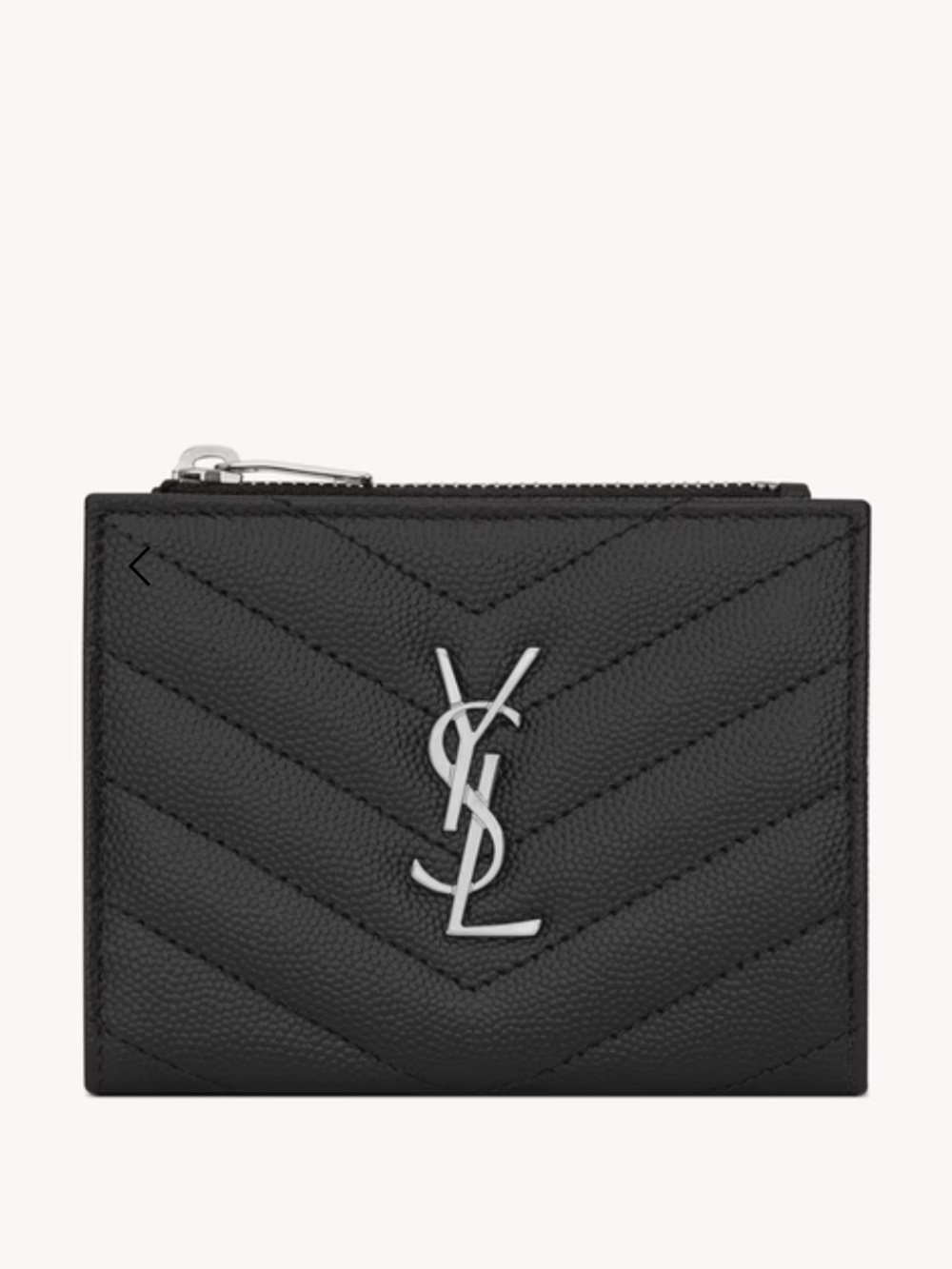 Saint Laurent Cassandre Matelasse Chevron Quilted bi fold wallet Silver Logo - Picture 3 of 17